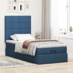 vidaXL Podnožka s matracom modrá 80x200 cm látková – Obrázok 3