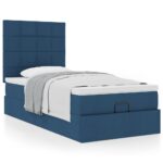 vidaXL Podnožka s matracom modrá 80x200 cm látková – Obrázok 4