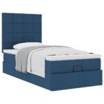 vidaXL Podnožka s matracom modrá 80x200 cm látková – Obrázok 5