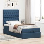 vidaXL Podnožka s matracom modrá 80x200 cm látková – Obrázok 3