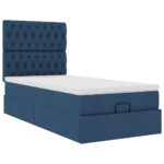 vidaXL Podnožka s matracom modrá 80x200 cm látková – Obrázok 6