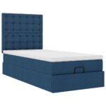 vidaXL Podnožka s matracom modrá 80x200 cm látková – Obrázok 6