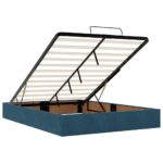 vidaXL Podsedák s matracmi a LED diódami, tmavomodrý, 140x200 cm, zamat – Obrázok 11
