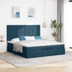 vidaXL Podsedák s matracmi a LED diódami, tmavomodrý, 200x200 cm, zamat – Obrázok 4