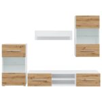 vidaXL 5-dielne TV skrinky s LED osvetlením, dubové drevo remeselníckeho spracovania – Obrázok 5