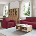vidaXL 3-dielna súprava sedacej súpravy s vankúšmi, vínovo červená látka – Obrázok 3
