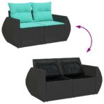 vidaXL 9-dielna záhradná jedálenská sada s vankúšmi čierna polyratan – Obrázok 10