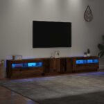vidaXL TV skrinka s LED svetlami, staré drevo, 260x35x40 cm, umelé drevo – Obrázok 5