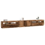 vidaXL TV skrinka s LED svetlami, staré drevo, 300x35x40 cm, umelé drevo