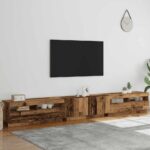 vidaXL TV skrinka s LED svetlami, staré drevo, 300x35x40 cm, umelé drevo – Obrázok 4