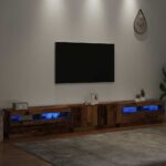 vidaXL TV skrinka s LED svetlami, staré drevo, 300x35x40 cm, umelé drevo – Obrázok 5