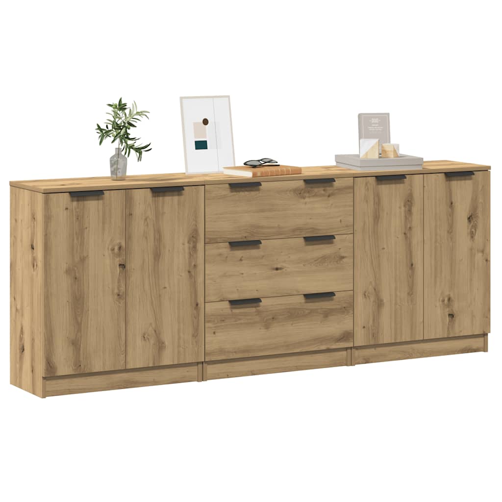 3329226_1.jpg vidaXL Príborníky 3 ks, remeselnícky dub 60x30x70 cm, umelé drevo – Obrázok 1
