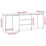vidaXL Príborníky 3 ks, remeselnícky dub 60x30x70 cm, umelé drevo – Obrázok 9