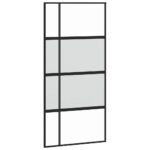 vidaXL Posuvné dvere so sadou kovania 102,5x205 cm tvrdené sklo a hliník – Obrázok 4