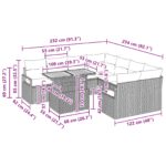 vidaXL Záhradný jedálenský set s vankúšom 9 pcs Čierna a Modrozelená – Obrázok 11