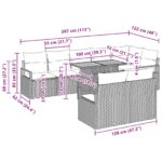 vidaXL Záhradný jedálenský set s vankúšom 9 pcs Čierna a Modrozelená – Obrázok 11
