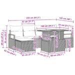 vidaXL Záhradný jedálenský set s vankúšom 7 pcs Čierna a Modrozelená – Obrázok 12