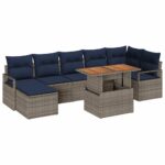vidaXL Záhradný jedálenský set 8 pcs Šedá a námornícka modrá – Obrázok 2