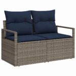 vidaXL Záhradný jedálenský set 8 pcs Šedá a námornícka modrá – Obrázok 4
