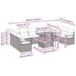 vidaXL Záhradný jedálenský set s vankúšom 11 pcs Čierna a Modrozelená – Obrázok 11