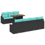 vidaXL Záhradný jedálenský set s vankúšom 8 pcs Čierna a Modrozelená – Obrázok 2