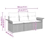 vidaXL Súprava záhradných pohoviek s vankúšom 3 pcs Čierna Poly ratan – Obrázok 12