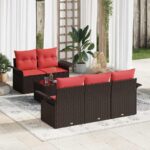 vidaXL Súprava záhradných pohoviek 6 pcs Beige a Červená polyratan