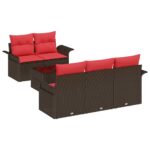 vidaXL Súprava záhradných pohoviek 6 pcs Beige a Červená polyratan – Obrázok 2