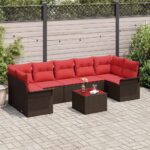 vidaXL Súprava záhradných pohoviek 8 pcs Beige a Červená polyratan