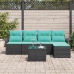 vidaXL Súprava záhradných pohoviek s úložiskom 6 pcs Čierna polyratan – Obrázok 3