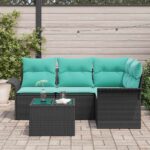 vidaXL Súprava záhradných pohoviek s úložiskom 5 pcs Čierna polyratan – Obrázok 3