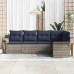 vidaXL Súprava záhradných pohoviek s úložiskom 5 pcs Sivá polyratan – Obrázok 3