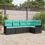 vidaXL Súprava záhradných pohoviek s úložiskom 5 pcs Čierna polyratan