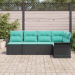 vidaXL Súprava záhradných pohoviek s úložiskom 5 pcs Čierna polyratan – Obrázok 3