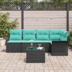 vidaXL Súprava záhradných pohoviek s úložiskom 6 pcs Čierna polyratan – Obrázok 3