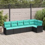 vidaXL Súprava záhradných pohoviek s úložiskom 6 pcs Čierna polyratan