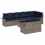vidaXL Súprava záhradných pohoviek s úložiskom 9 pcs Sivá polyratan – Obrázok 2