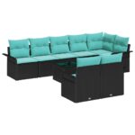 vidaXL Súprava záhradných pohoviek s úložiskom 9 pcs Čierna polyratan – Obrázok 2