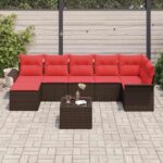 vidaXL Súprava záhradných pohoviek s úložiskom 8 pcs Hnedá polyratan – Obrázok 3