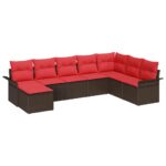 vidaXL Súprava záhradných pohoviek s vankúšom 8 pcs Béžová Poly ratan – Obrázok 2