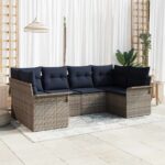 vidaXL Súprava záhradných pohoviek s úložiskom 6 pcs Sivá Poly ratan