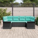 vidaXL Súprava záhradných pohoviek s úložiskom 6 pcs Čierna Poly ratan – Obrázok 3