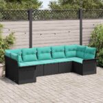 vidaXL Súprava záhradných pohoviek s úložiskom 7 pcs Čierna Poly ratan
