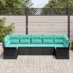 vidaXL Súprava záhradných pohoviek s úložiskom 7 pcs Čierna Poly ratan – Obrázok 3