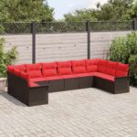 vidaXL Súprava záhradných pohoviek s úložiskom 10 pcs Béžová polyratan – Obrázok 3