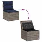 vidaXL Súprava záhradných pohoviek 10 pcs Svetlosivá polyratan – Obrázok 9