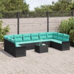 vidaXL Súprava záhradných pohoviek s úložiskom 11 pcs Čierna polyratan – Obrázok 3
