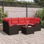 vidaXL Súprava záhradných pohoviek 7 pcs Beige a Červená polyratan