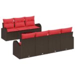vidaXL Súprava záhradných pohoviek 8 pcs Beige a Červená polyratan – Obrázok 2