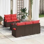 vidaXL Súprava záhradných pohoviek 6 pcs Beige a Červená polyratan